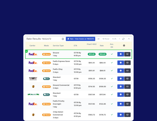 Compare Real-Time Freight Shipping Rates