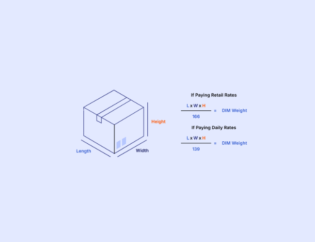 How to calculate dimensional weight with retail rates and daily rates