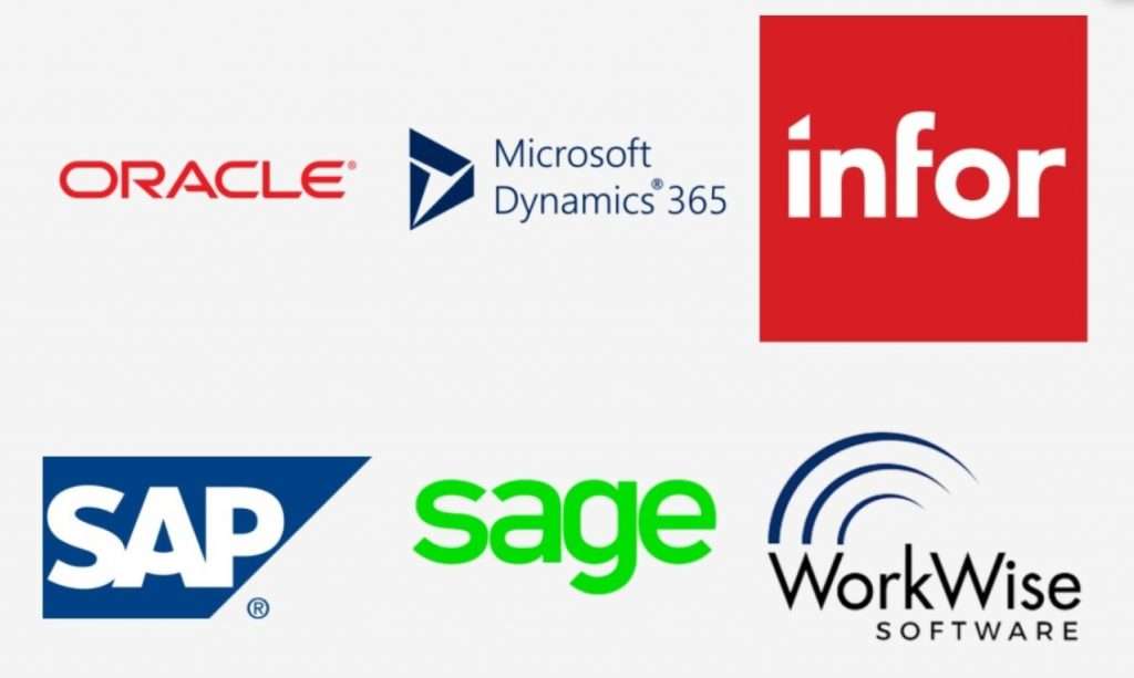 Logos of six software companies that FreightWise can integrate with