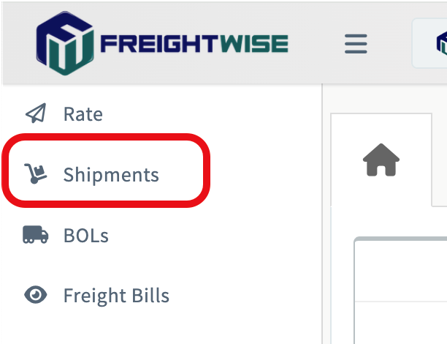 FreightWise Shipments Tab