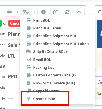 Creation from Shipments 
