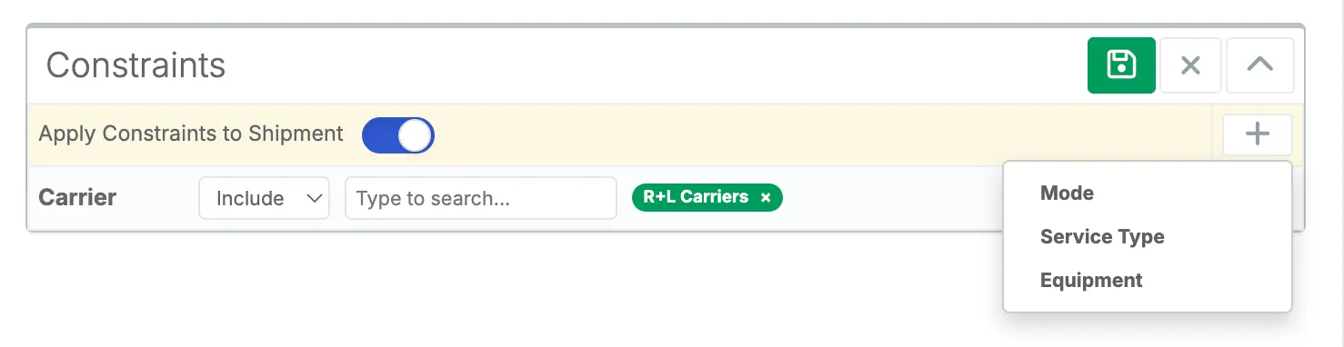 Order & Shipment Constraints