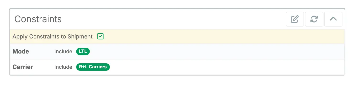 Order & Shipment Constraints