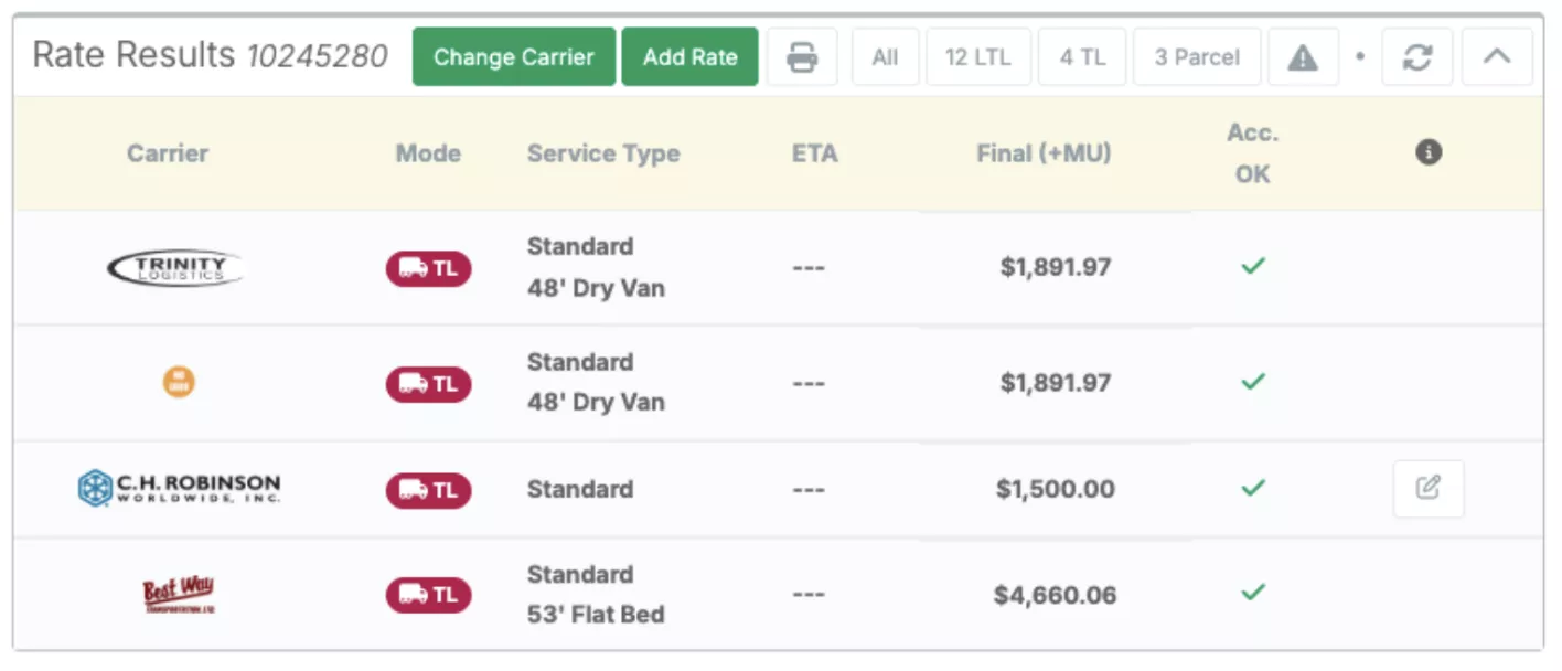 Manually Add Rates