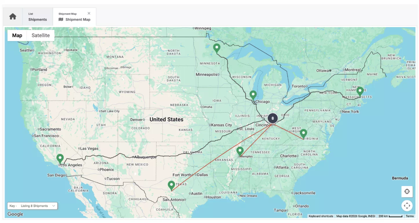 Enhanced Shipment Map
